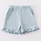 Blue basic ruffle shorts