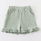 Sage basic ruffle shorts