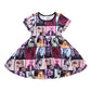 Plaid music fan print twirl dress