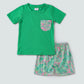 Green pink marine creature print boy set