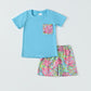 Blue turtle print boy set