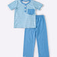 Blue stripe boy pants set