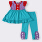 Teal girl ruffle pants set