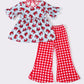 Red plaid crab girl pants set