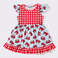 Red crab plaid ruffle dress