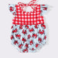 Red crab plaid girl ruffle bubble