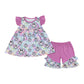 Purple groovy print ruffle girl set