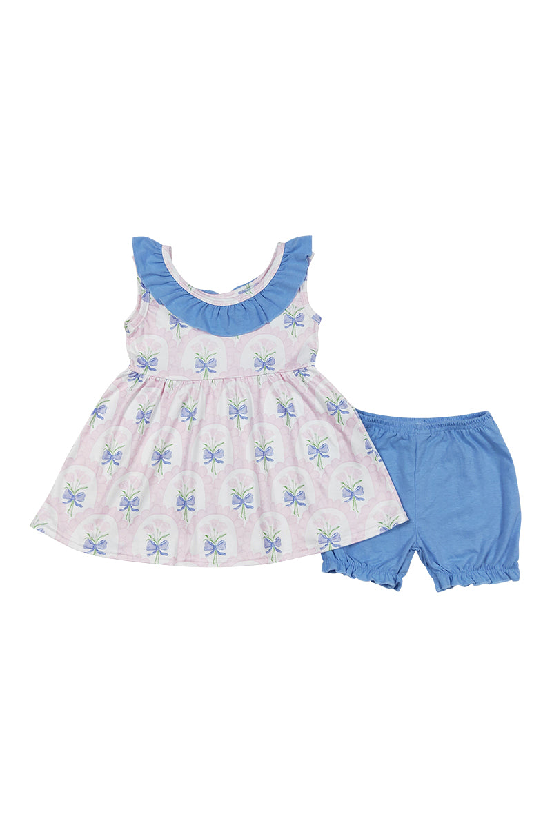 Floral print ruffle girl set