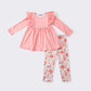 Pink pumpkin floral ruffle set