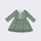 Green plaid ruffle dress