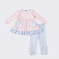 Pink pumpkin plaid ruffle set