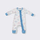 Blue pumpkin print girls romper