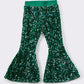 Green sequin bell pants