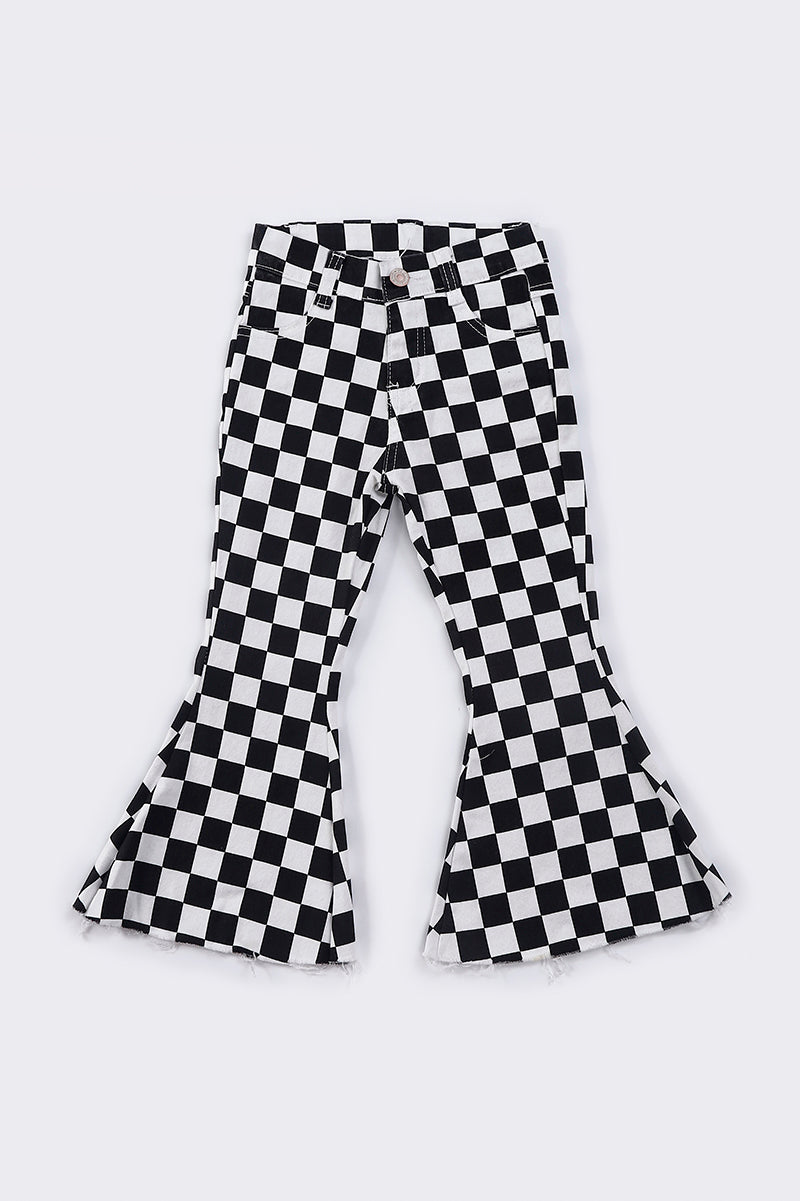 Black checkered bell denim jeans