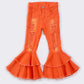 Orange double layered denim jeans