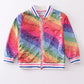 Rainbow sequin bomber jacket