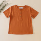 Brown button linen top