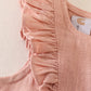 Peach linen girl ruffle bubble