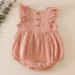 Peach linen girl ruffle bubble