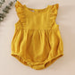 Mustard linen girl ruffle bubble