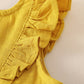 Mustard linen girl ruffle bubble