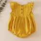 Mustard linen girl ruffle bubble