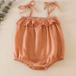 Blush strap ruffle linen girl bubble