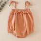 Blush strap ruffle linen girl bubble