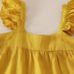 Mustard tiered ruffle linen dress