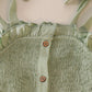 Sage linen smocked button dress