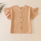 Cream ruffle linen girl top