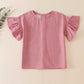 Purple ruffle linen girl top