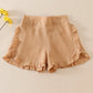 Beige linen ruffle shorts