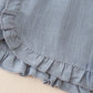 Blue linen ruffle shorts