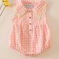 Blush plaid linen button girl bubble