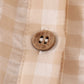 Cream plaid linen button girl bubble