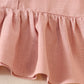 Pink linen ruffle 2pc girl set