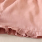 Pink linen ruffle 2pc girl set