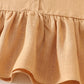 Beige linen ruffle 2pc girl set