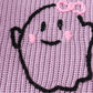 Purple hand-embroidery ghost pullover sweater