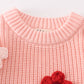 Pink floral hand-embroidery jumper sweater