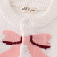 White bow tie cardigan sweater