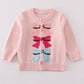 Pink bow tie cardigan sweater