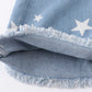 Blue star print flare denim jeans