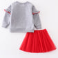 Premium Grey milk cookie Santa ruffle skirt set