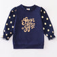 Premium Navy love joy dot girl top