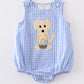 Premium Blue plaid dog applique boy bubble