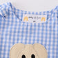 Premium Blue plaid dog applique boy bubble