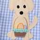 Premium Blue plaid dog applique boy bubble