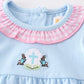 Premium Blue easter cross embroidery ruffle girl bubble